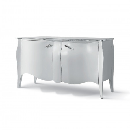 Credenza bombata con due ante, maniglie cromate