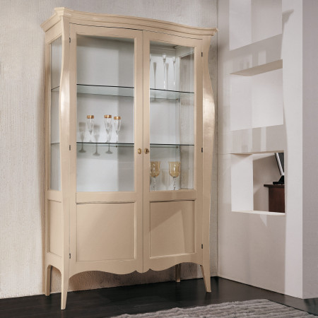 Vetrina sagomata 2 porte in legno e vetro
