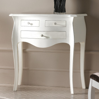 Consolle da muro 3 cassetto, dettaglio cassetti e finiture