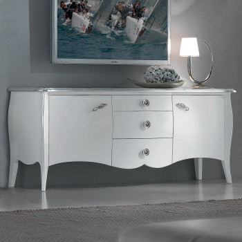 Porta televisore due ante tre cassetti bianco design classico