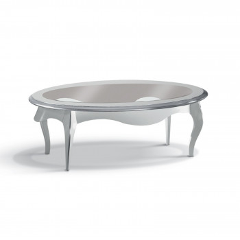 Tavolino ovale grande con piano in noce tanganica