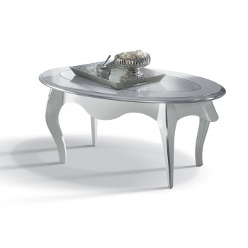 Tavolino ovale medio con gambe curve in faggio