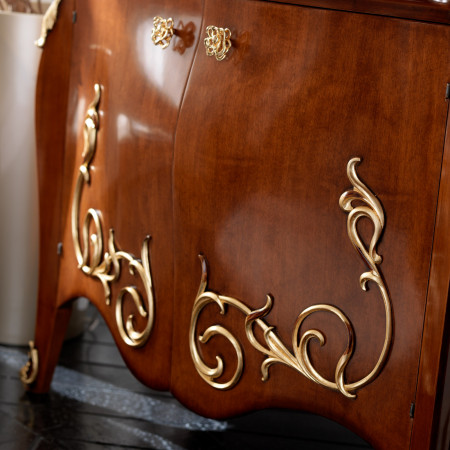 Credenza due ante barocco moderno in legno di noce