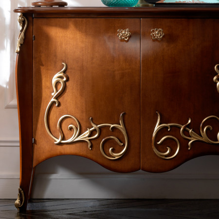 Credenza due ante in stile barocco moderno, dettagli intagli