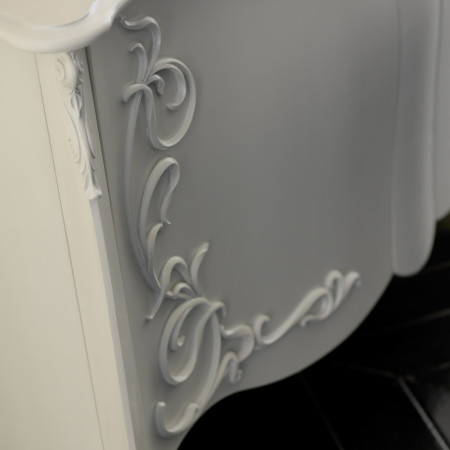 Credenza sagomata in stile barocco moderno con dettaglio floreale