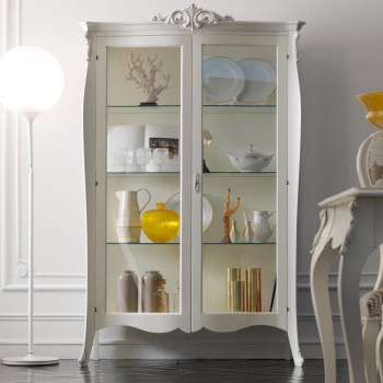 Vetrina sagomata 2 ante con dettagli intagliati barocco