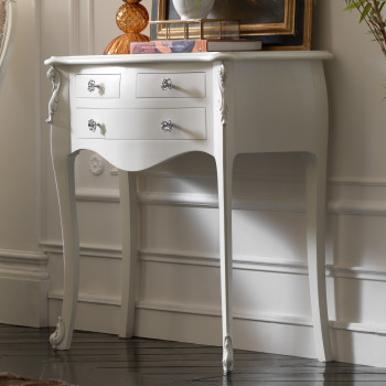 Consolle da ingresso 3 cassetti, dettaglio delle gambe intagliate