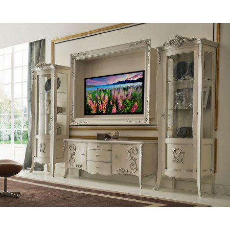 Porta TV due ante tre cassetti in stile barocco moderno