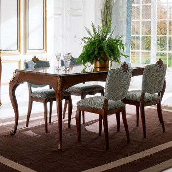 Tavolo in stile barocco moderno fisso con dettagli intagliati