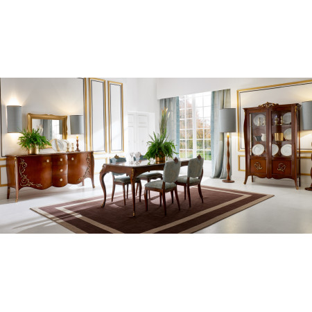 Specchiera rettangolare in stile barocco moderno con credenza
