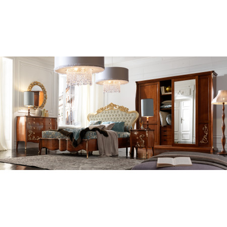 Specchiera ovale barocco moderno con foglia oro