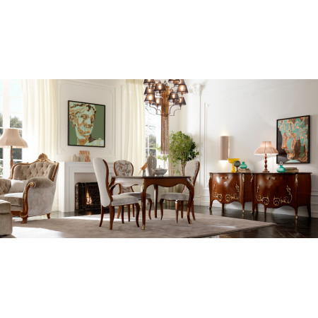 Tavolo barocco moderno allungabile in ambiente elegante
