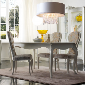 Tavolo in stile barocco moderno fisso 160x90 con sedie eleganti