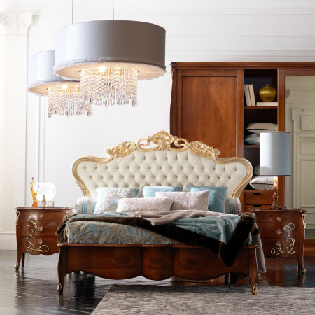 Letto matrimoniale queen size in stile barocco moderno