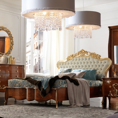 Letto matrimoniale queen size in stile barocco moderno