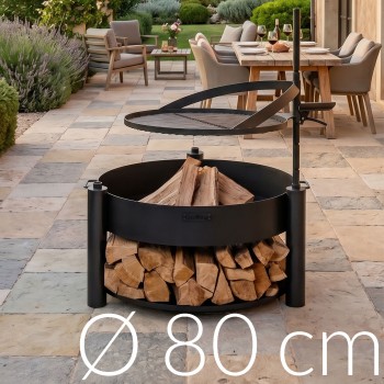 Braciere Multifunzione in Acciaio Montana X 80cm Griglia 60cm