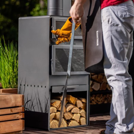 Stufa a Legna da Esterno Vento Forno Griglia e Portalegna 120cm