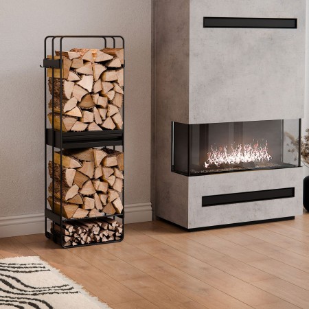 Portalegna Completo Loft 120x40x25cm con Cassetto
