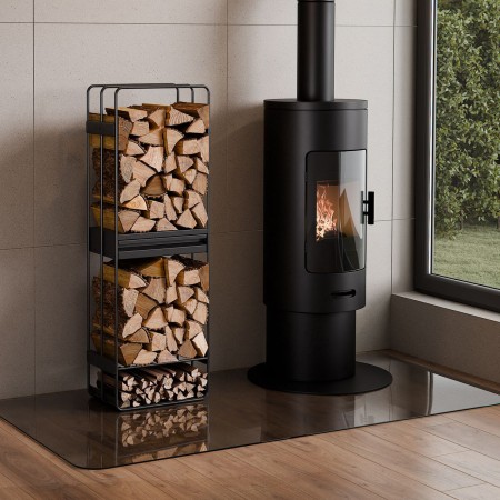 Portalegna Completo Loft 120x40x25cm con Cassetto