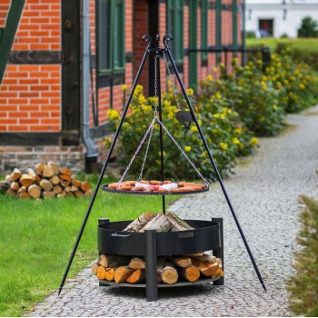 Set Braciere Montana 80cm Treppiede 180cm Verricello Griglia 70cm