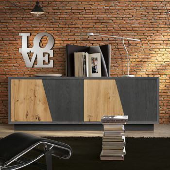 Madia in legno 4 ante taglio obliquo design moderno