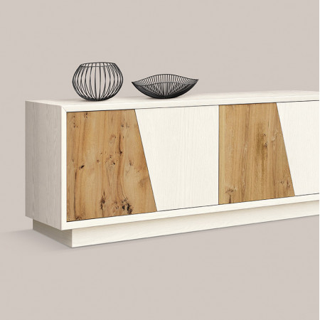 Madia in legno 4 ante oblique con dettagli rovere