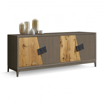 Madia in legno 4 ante oblique con maniglie intagliate