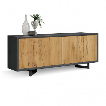 Madia in rovere nodato con ante oblique e gambe alte