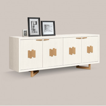 Madia in frassino, 4 ante con maniglie in legno