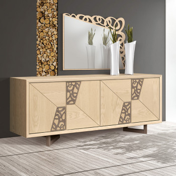 Madia in frassino con trafori e gambe a slitta incrociate