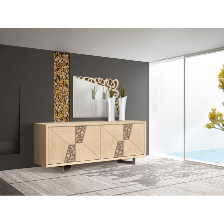Madia in frassino con apertura push-pull e design traforato