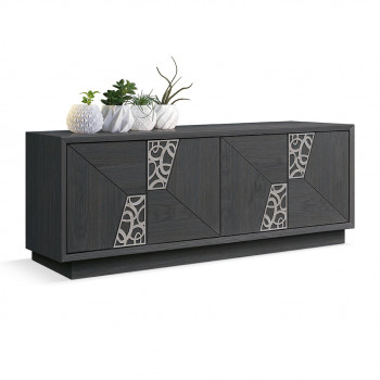 Madia in frassino con ante traforate e zoccolo a terra