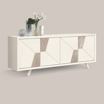 Madia con formelle effetto muro seta, dettaglio delle ante