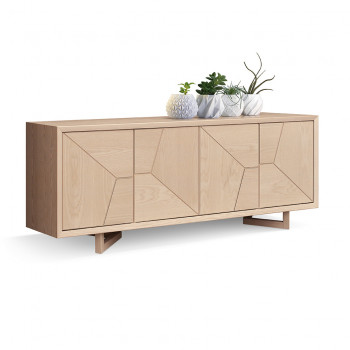 Madia in frassino con ante geometriche e gambe incrociate