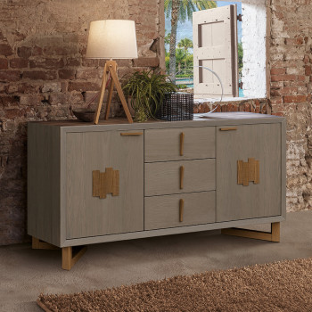 Madia in frassino due ante e tre cassetti con maniglie