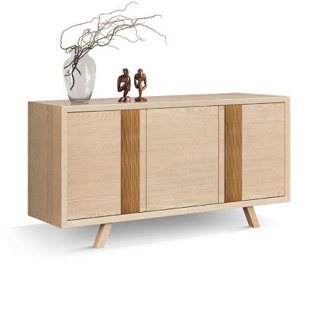 Madia in frassino tre ante push-pull con dettagli decorativi