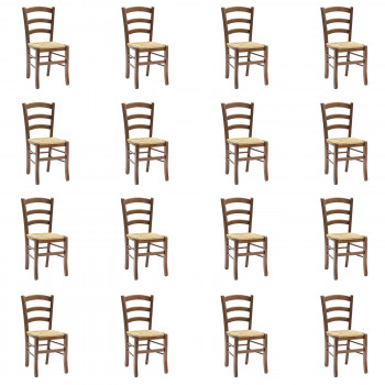 Kit 16 sedie paesane fondo paglia colore noce, dettaglio struttura in legno