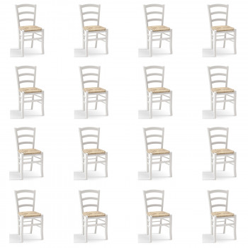 Kit 16 sedie paesane fondo paglia colore bianco
