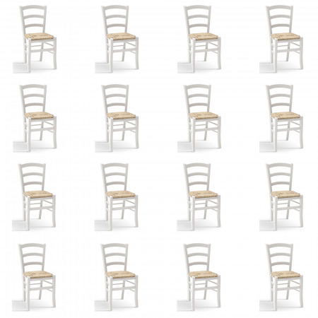 Kit 16 sedie paesane fondo paglia colore bianco