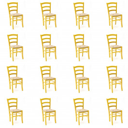 Kit 16 sedie paesane fondo paglia colore giallo