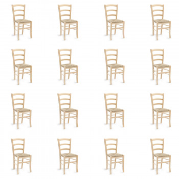 Kit 16 sedie paesane fondo paglia legno naturale