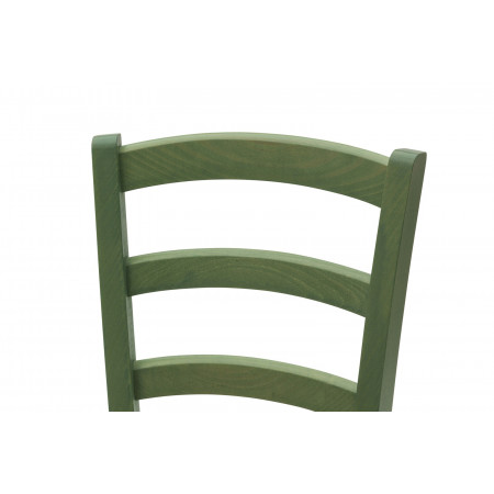 Dettaglio schienale sedia paesana verde in legno