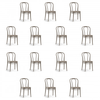 Kit 14 Sedie in polipropilene colore tortora impilate