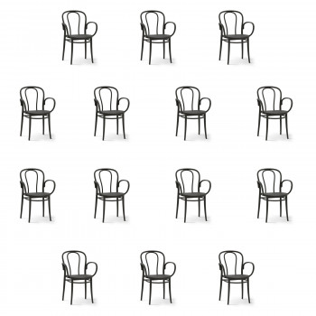 Kit 14 sedie polipropilene antracite con braccioli