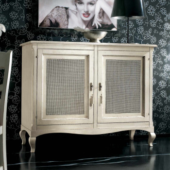 Credenza 2 porte legno con ante paglia di Vienna