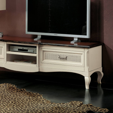 Porta TV classico con paglia, dettaglio frontale