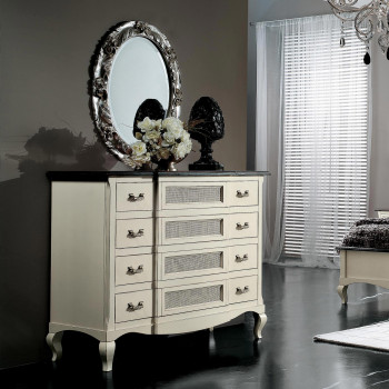 Comò 4 cassetti con paglia di Vienna, vista frontale