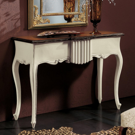 Consolle classica con cassetto intagliato e gambe curve