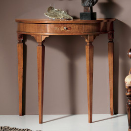 Consolina mezzaluna classica in legno ciliegio, dettaglio pianetto