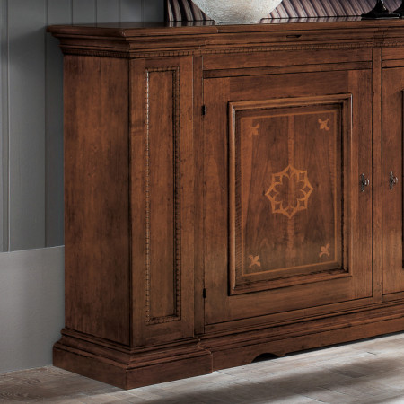Credenza 2 porte 2 cassetti e segreto con intarsio in legno